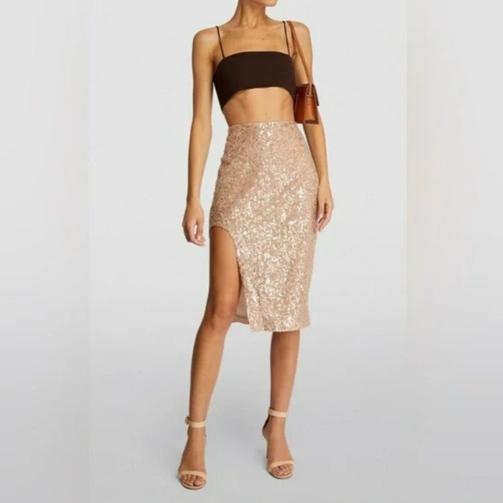 Zeynep Arcay Pink Sequined Slit Skirt - Originally $1650!